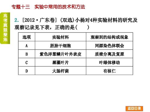 2014屆高考生物二輪復習專題十三 實驗中常用的技術